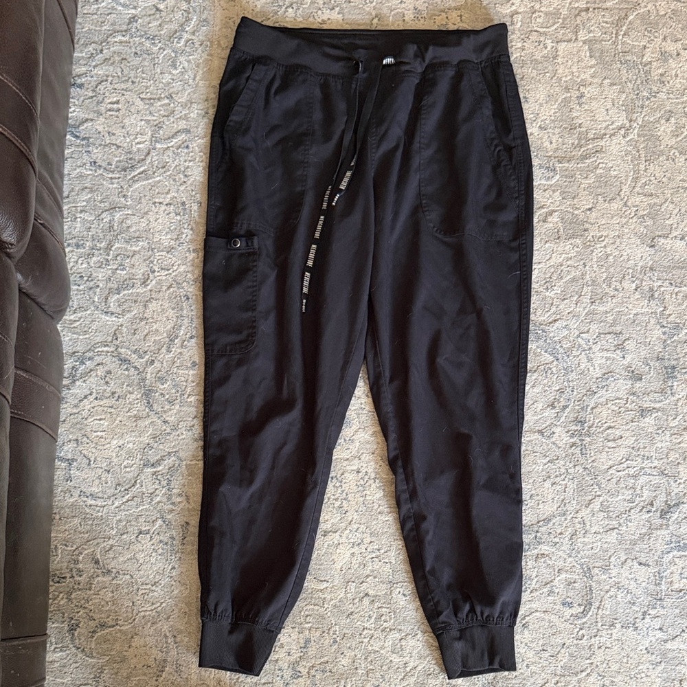 Med Couture Black Drawstring Jogger Scrub Pants